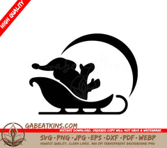 Santa Claus Silhouette SVG - Sleigh & Reindeer SVG