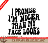 Sarcastic Nicer Than My Face SVG SVG