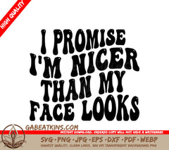 Sarcastic Nicer Than My Face SVG SVG