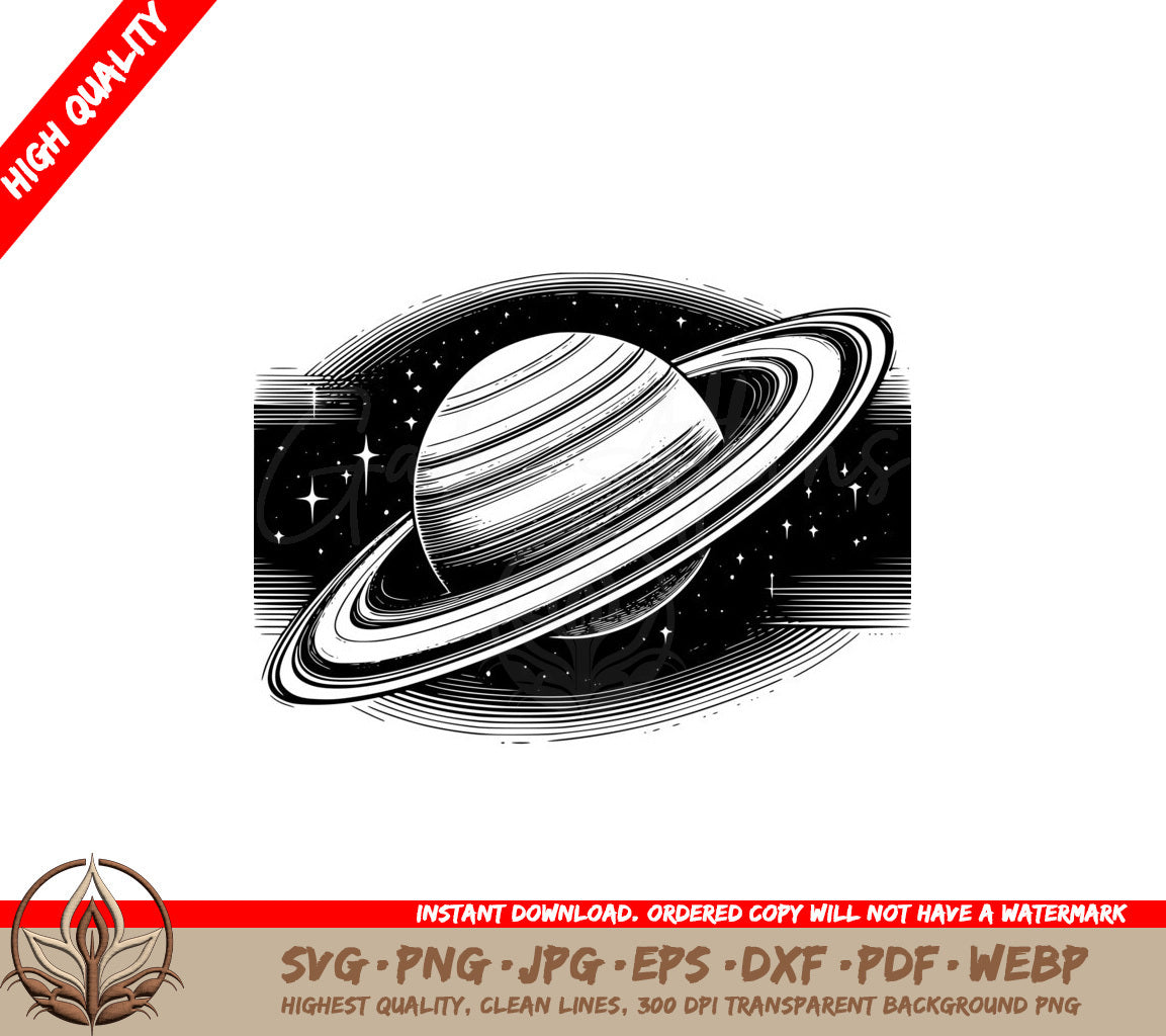 Saturns Glittering Ring SVG PNG JPG AI PDF DXF EPS and WebP Digital Design
