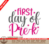 Pink & Gray First Day of Pre-K SVG Cut File SVG
