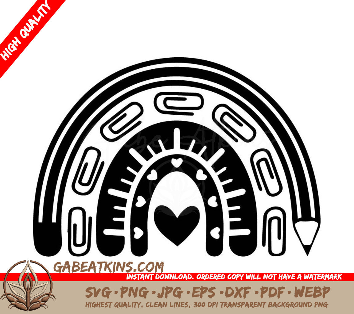 A Rainbow With Paper Clips And Pencils SVG - School Rainbow SVG SVG