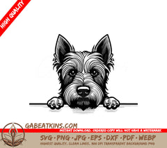 Scottish Terrier Looking Over Wall - SVG SVG