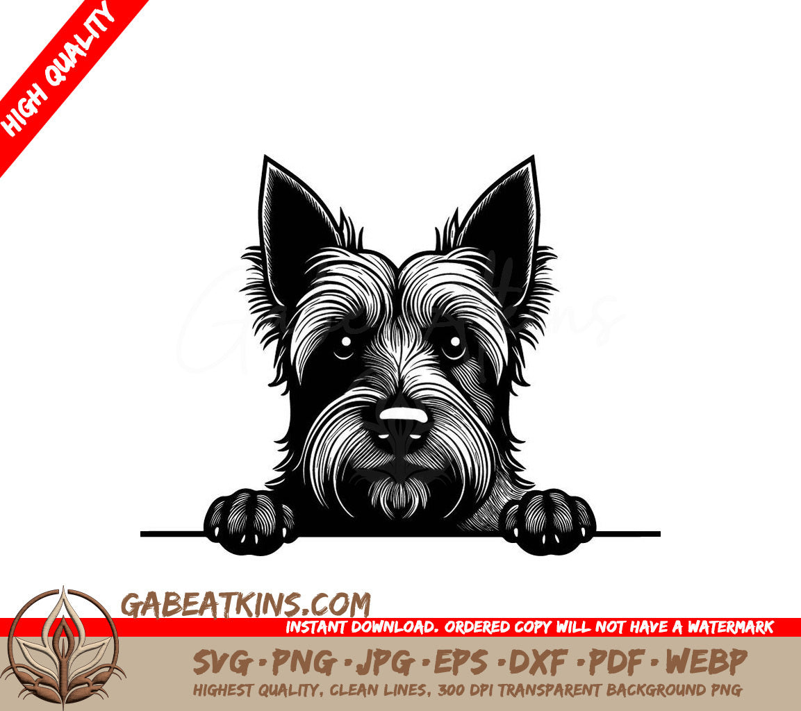 Scottish Terrier Peeking Over Wall SVG - Illustration SVG