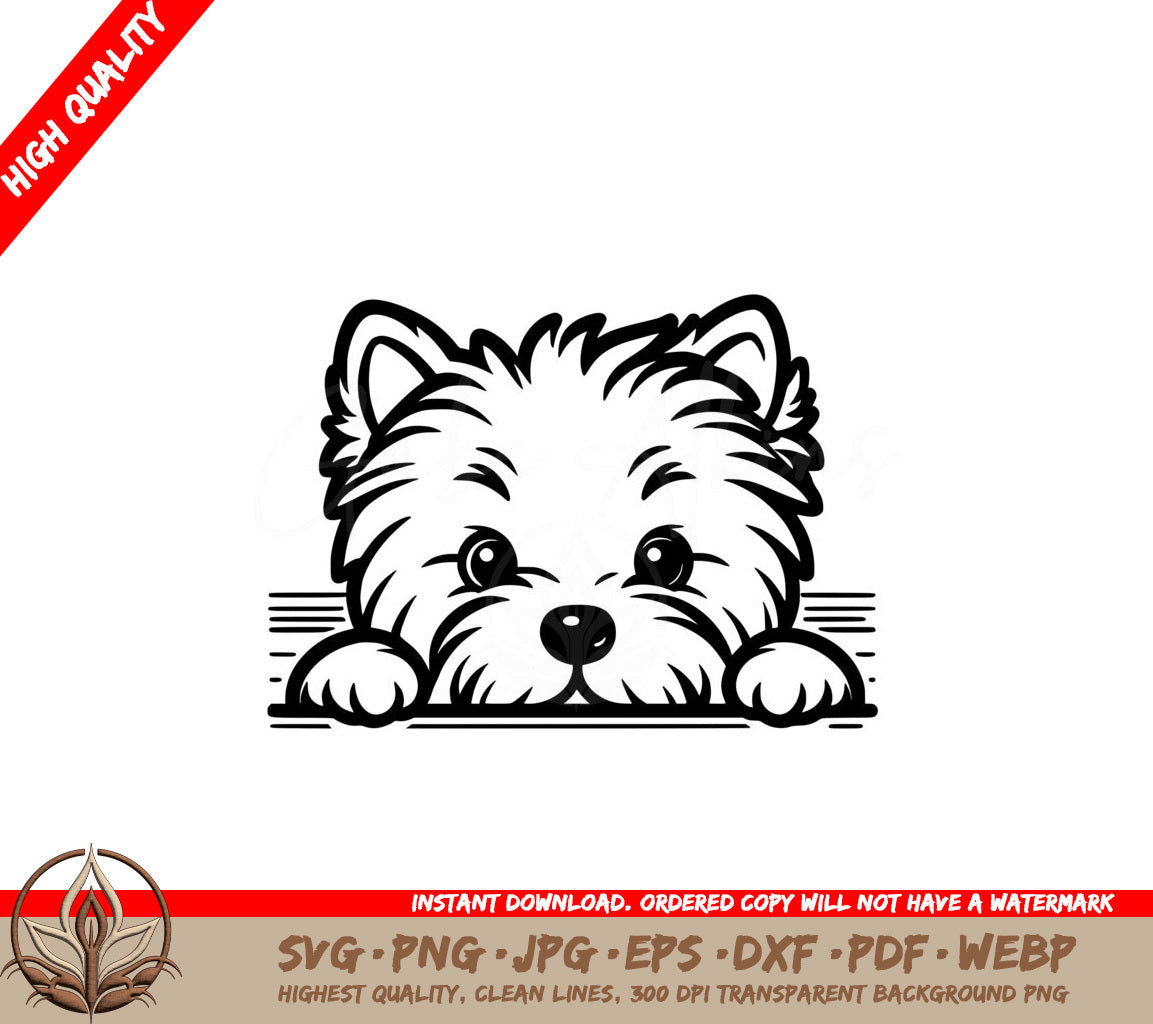 Scottish Terrier Peek SVG PNG JPG AI PDF DXF EPS and WebP - Digital Download