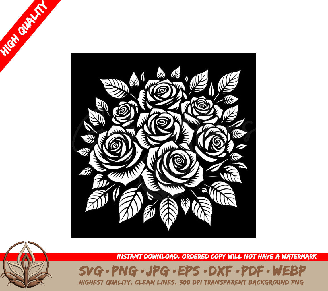 Secret Garden Roses SVG PNG JPG AI PDF DXF EPS WebP Digital Download