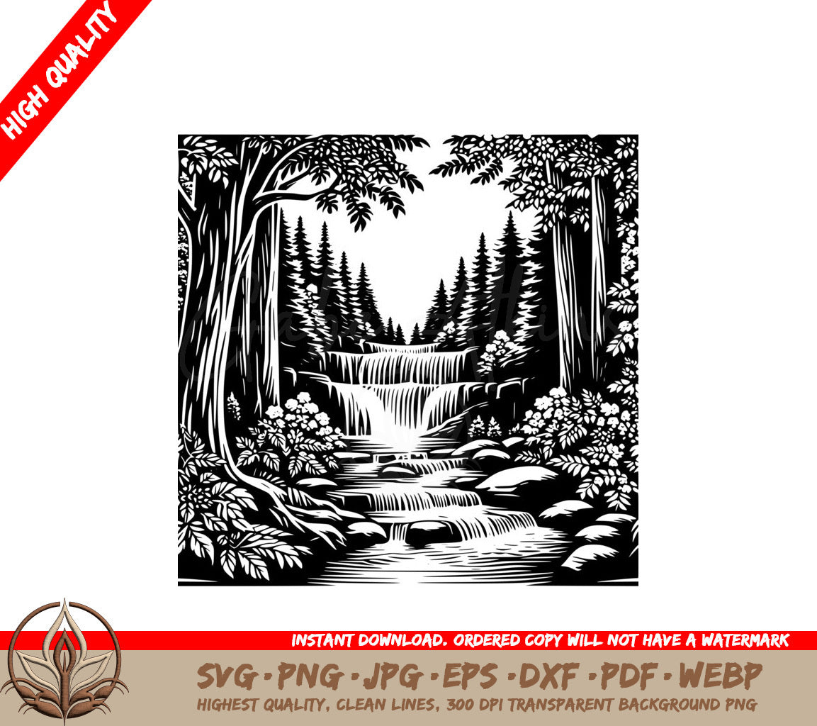 Secret Waterfall Grove SVG PNG JPG AI PDF DXF EPS WebP
