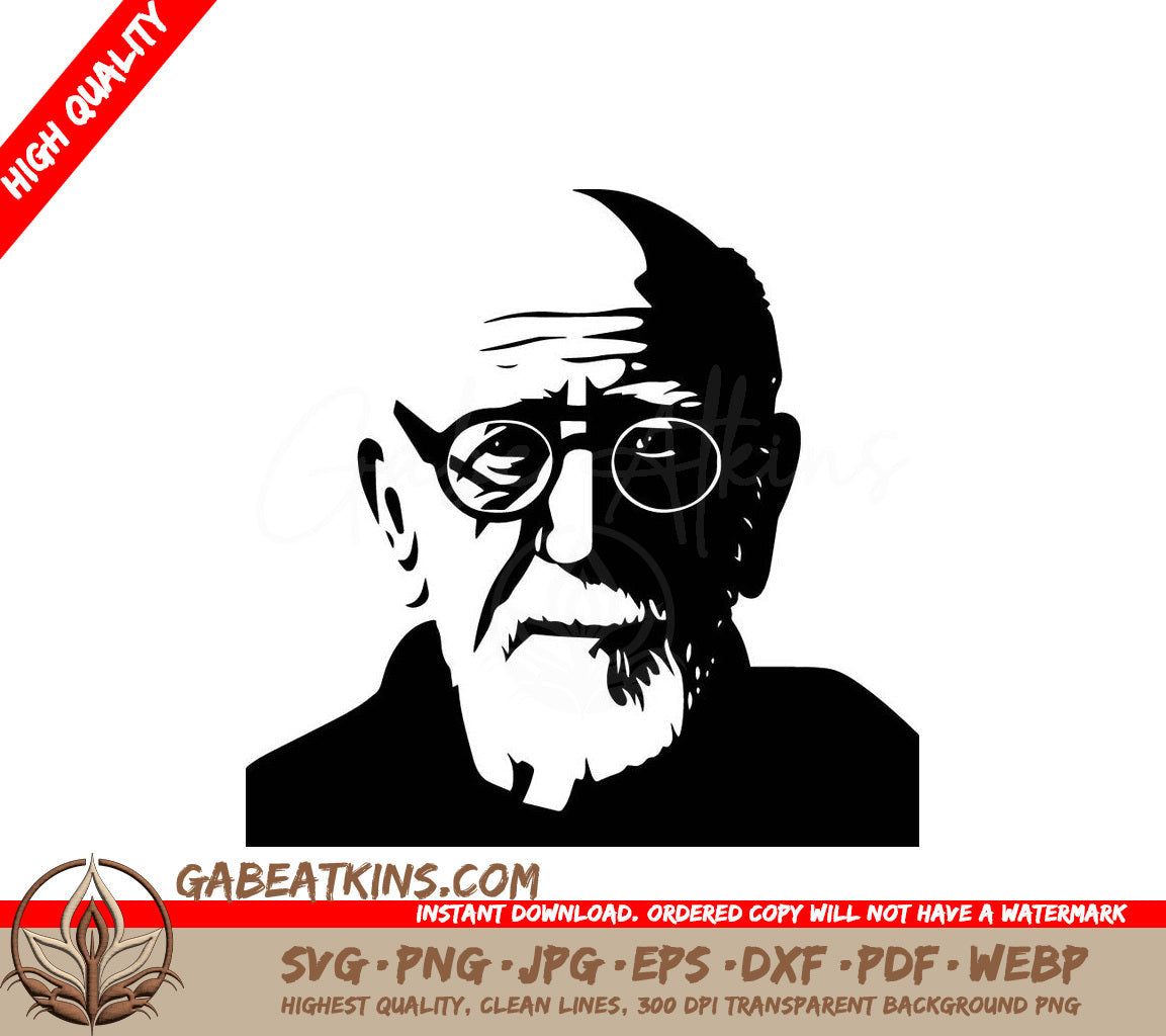 A Man With Glasses And A Beard SVG - Senior Man SVG