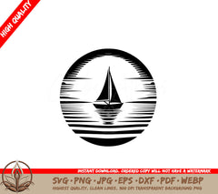 Serene Sailboat Mirage SVG PNG JPG AI PDF DXF EPS WebP Download