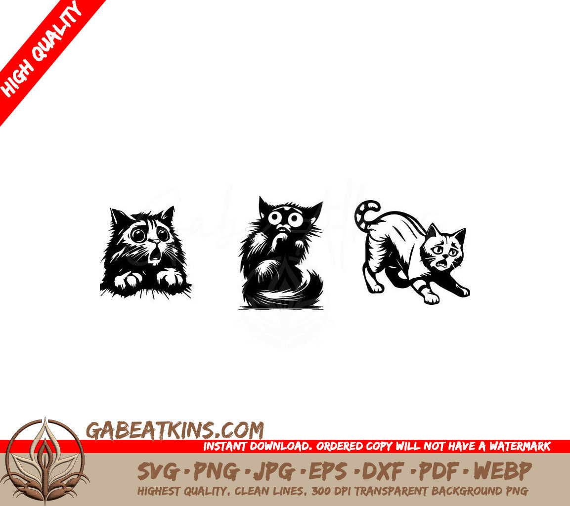 Scary Cat SVG Set 3 Poses SVG