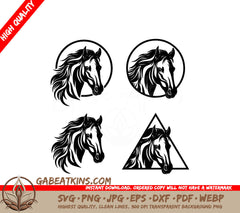 A Horses Head SVG - Set of Horse logo silhouette vector SVG