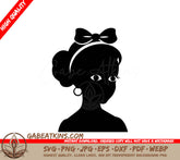 Black Girl Silhouette SVG Shaded Sophistication with Bow SVG