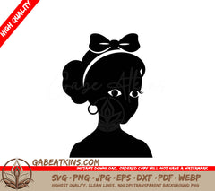 Black Girl Silhouette SVG Shaded Sophistication with Bow SVG