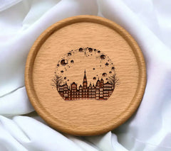 Gothic Chic Christmas City SVG - Drawing with Glittering Garland SVG