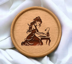 Black Woman Kneeling Table SVG - Gothic Glamour Minimalist Abstract Art SVG