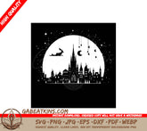 Gothic City Christmas SVG Reindeer Silhouette with Glittering Garland SVG