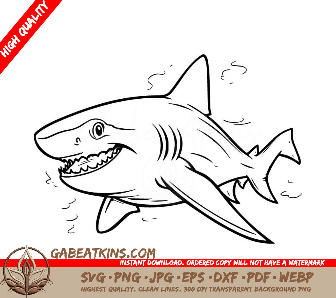 A Shark With Its Mouth Open SVG - Sharp-grinned Shark SVG