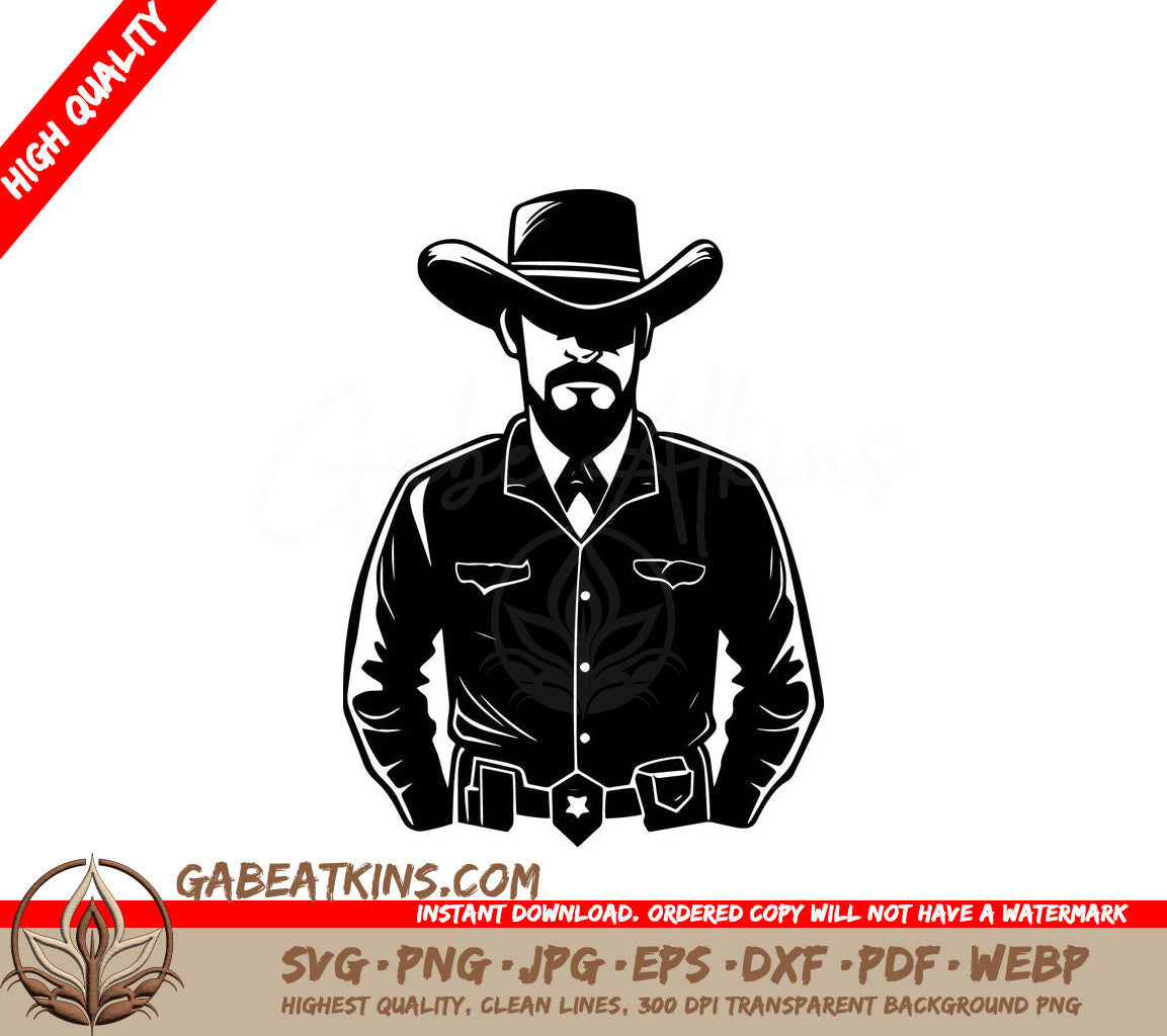 A Man Wearing A Cowboy Hat SVG - Sheriff in Hat SVG