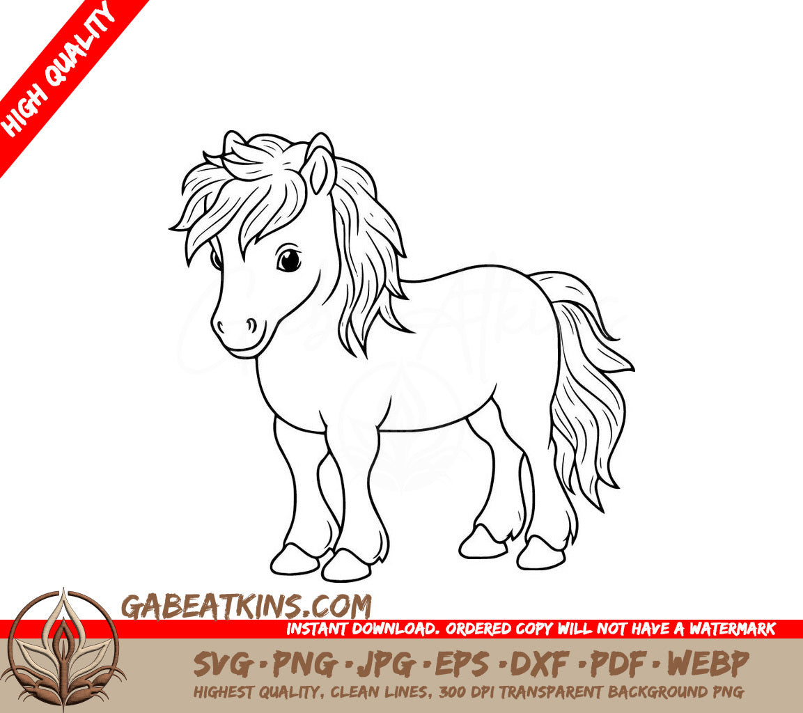A Pony With A Long Mane SVG - Shetland Pony Charm SVG