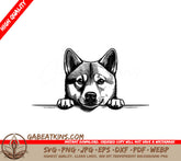 Shiba Inu Peeking Over Wall -  SVG Illustration SVG