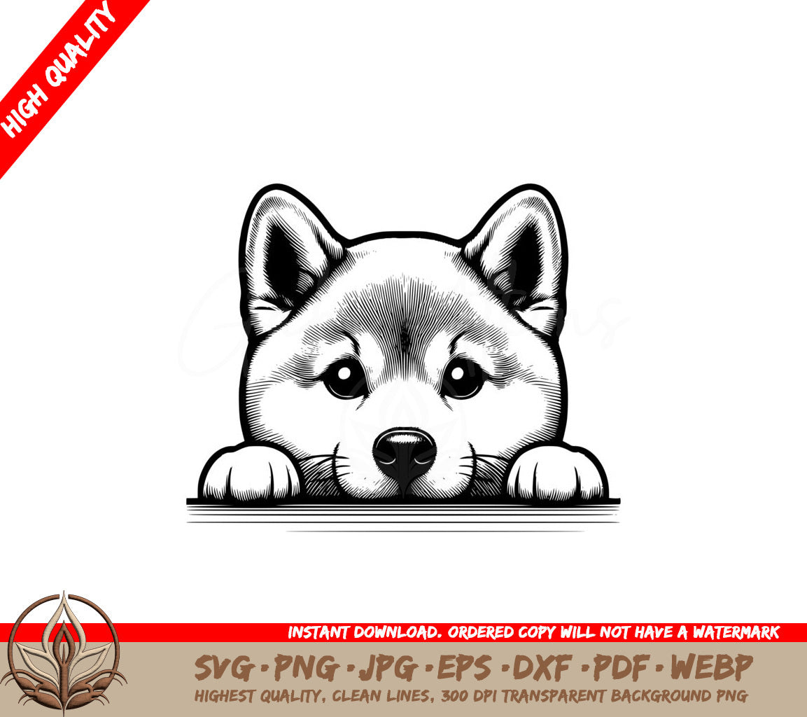 Shiba Inu Peeking SVG PNG JPG AI PDF DXF EPS and WebP - Digital Download