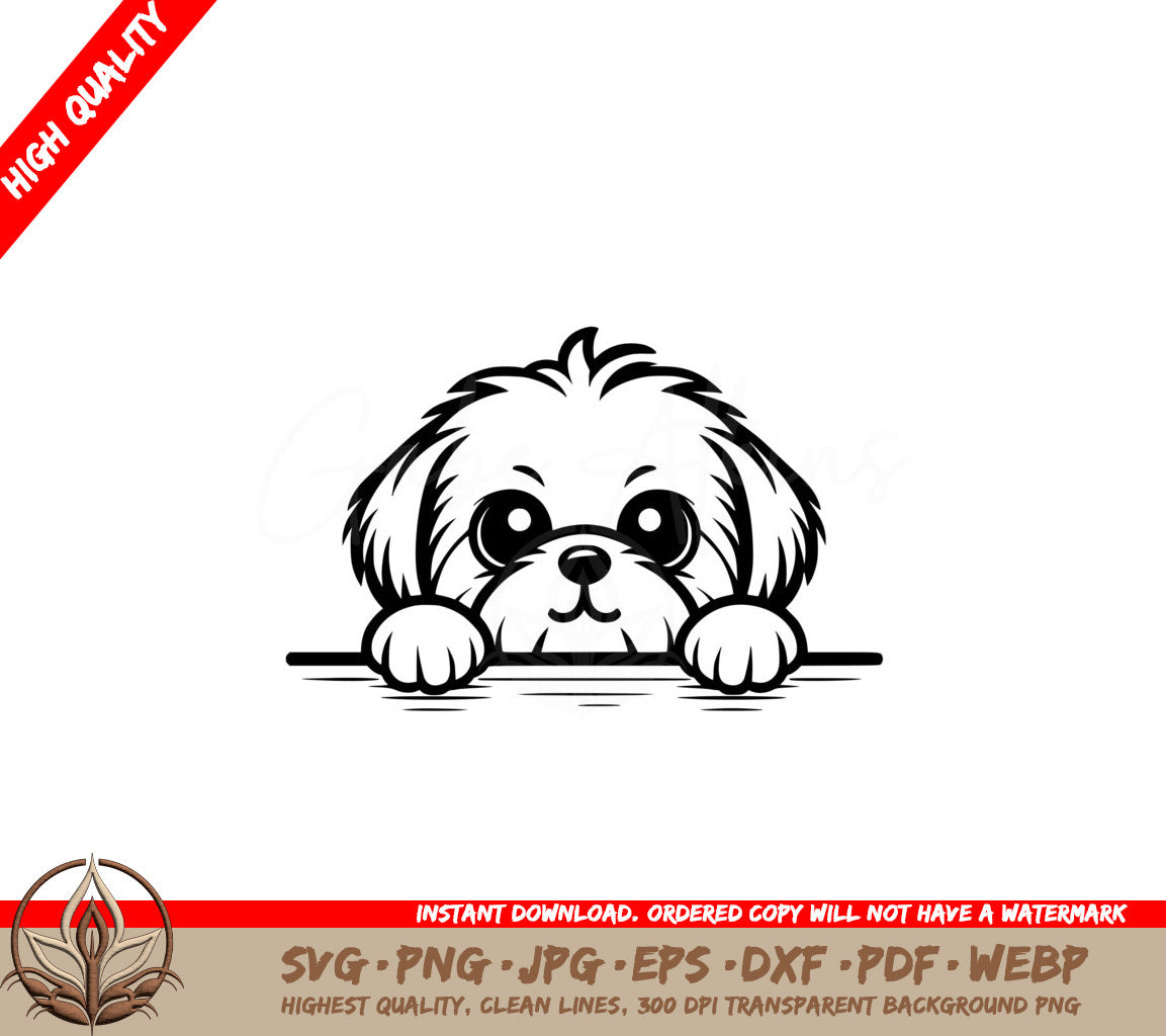 Shih Tzu Peek SVG PNG JPG AI PDF DXF EPS and WebP - Digital Download