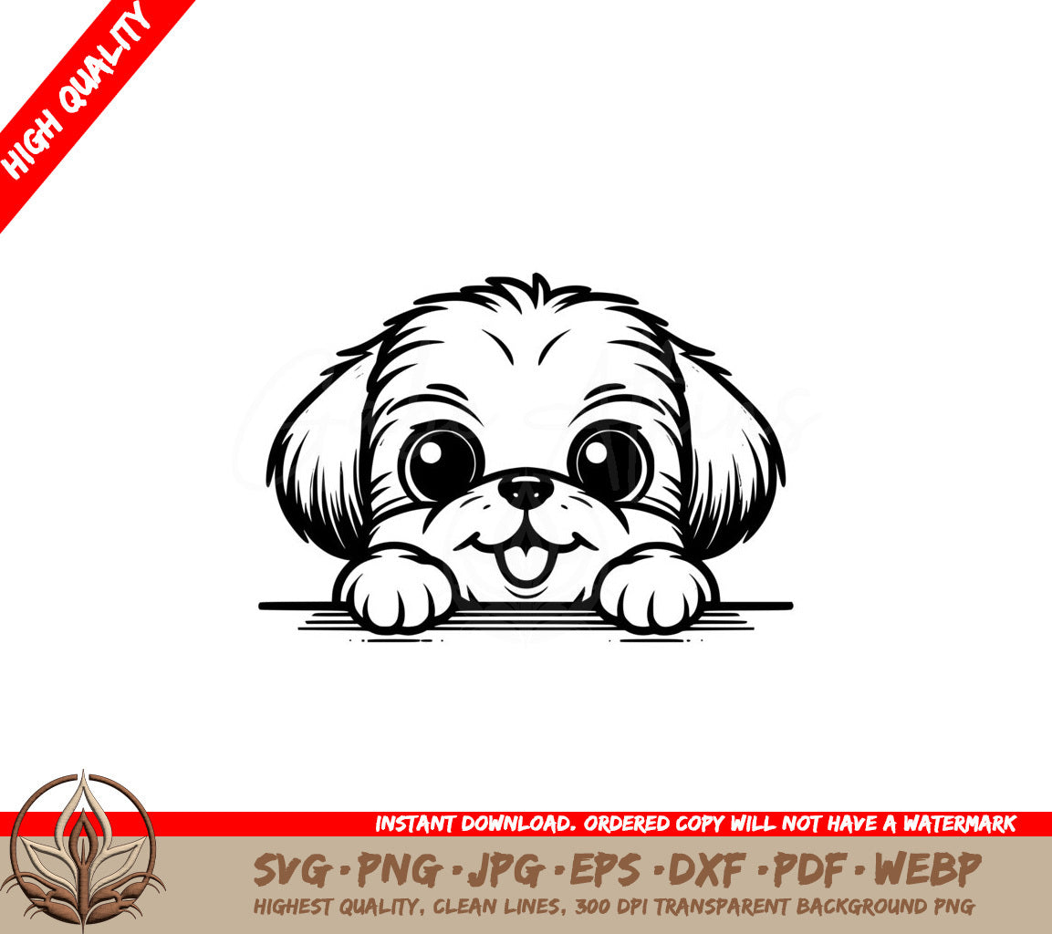Shih Tzu Peeking SVG PNG JPG AI PDF DXF EPS and WebP - Digital Download