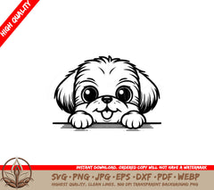 Shih Tzu Peeking SVG PNG JPG AI PDF DXF EPS and WebP - Digital Download