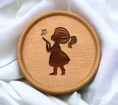 Little Girl Holding Butterfly SVG - Black Silhouette Design SVG