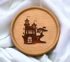 Castle Silhouette with Tree SVG SVG