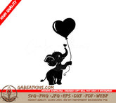 Cute Baby Elephant Holding Heart Balloon SVG SVG
