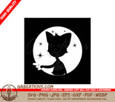 Black Cat & Starry Night Circle SVG SVG