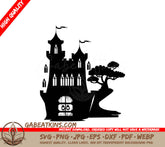 Castle Silhouette with Tree SVG SVG