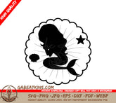 Sleeping Mermaid Silhouette with Starfish & Shell SVG SVG