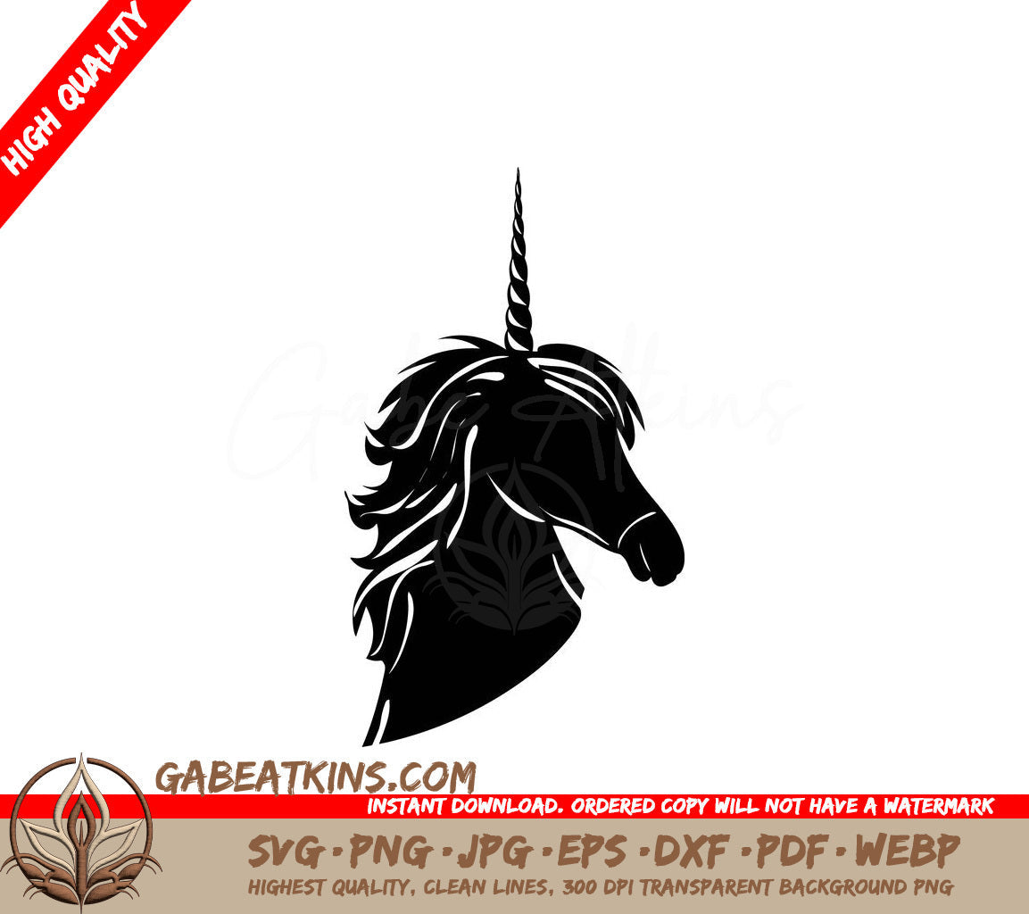 A Unicorn With A Long Mane SVG - Silhouette portrait unicorn on white background isolated vector SVG