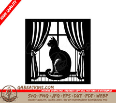 A Cat Looking Out A Window SVG - Sill-sitting Feline SVG