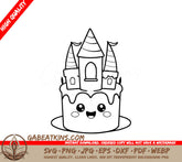 Castle Cake Coloring Page SVG for Kids SVG