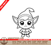 Elf Girl Coloring Page SVG -  Drawing for Kids SVG
