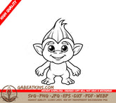 Smiling Troll Coloring Page SVG -  Illustration SVG