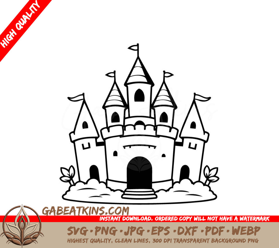 Castle SVG for Kids Coloring - Simple Vector Illustration SVG