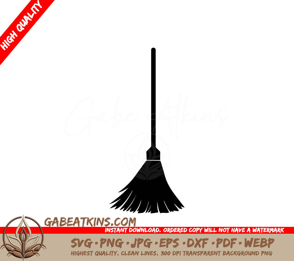 A Black And White Silhouette Of A Broom With A Long Handle