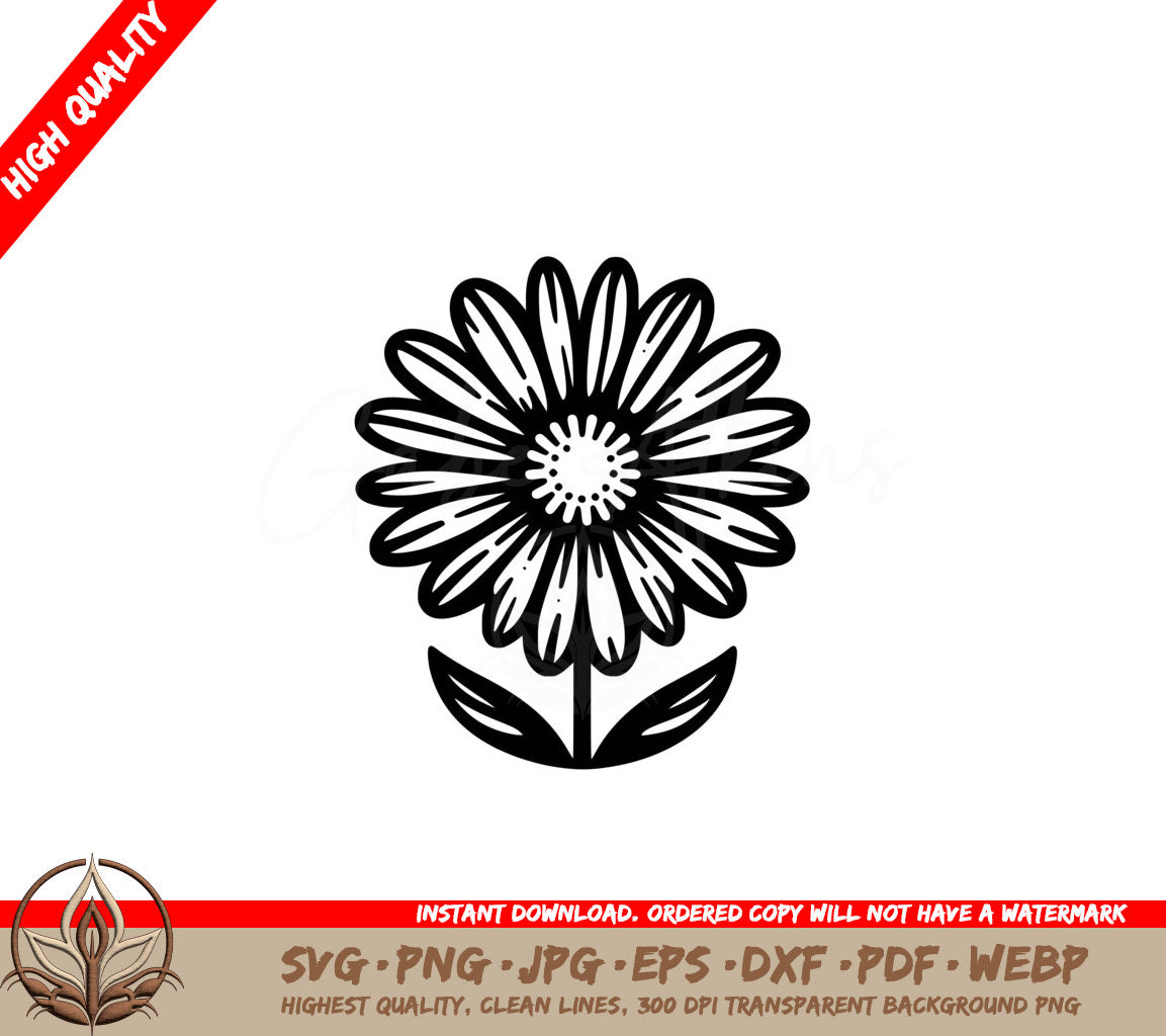 Simple Daisy SVG PNG JPG AI PDF DXF EPS WebP - Digital Download