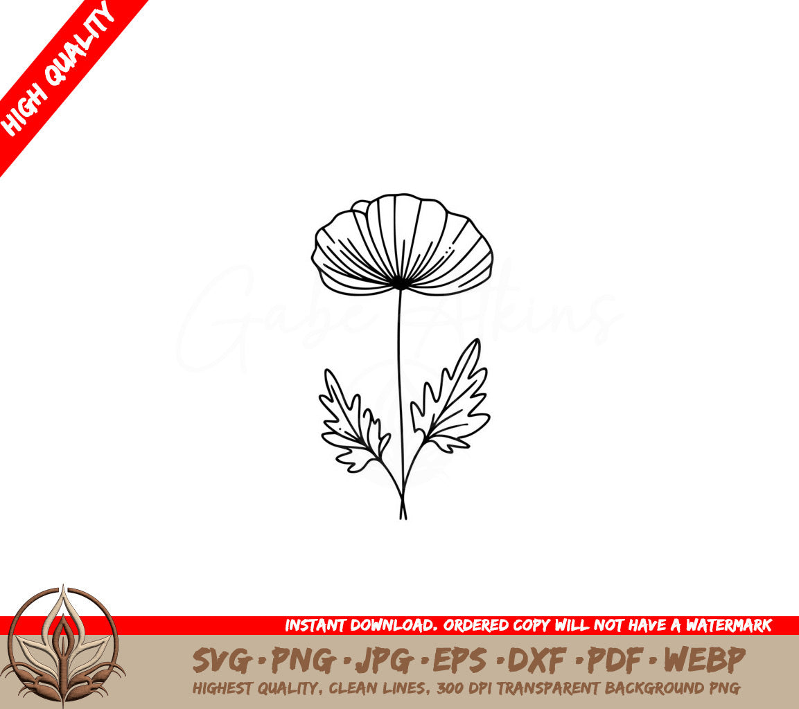 Simple Poppy Bloom SVG Cut File