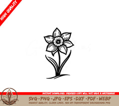 Single Daffodil Blossom SVG PNG JPG AI PDF DXF EPS and WebP Digital Download