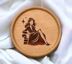 Woman Silhouette with Gift Box SVG - Long Hair Sitting Pose SVG