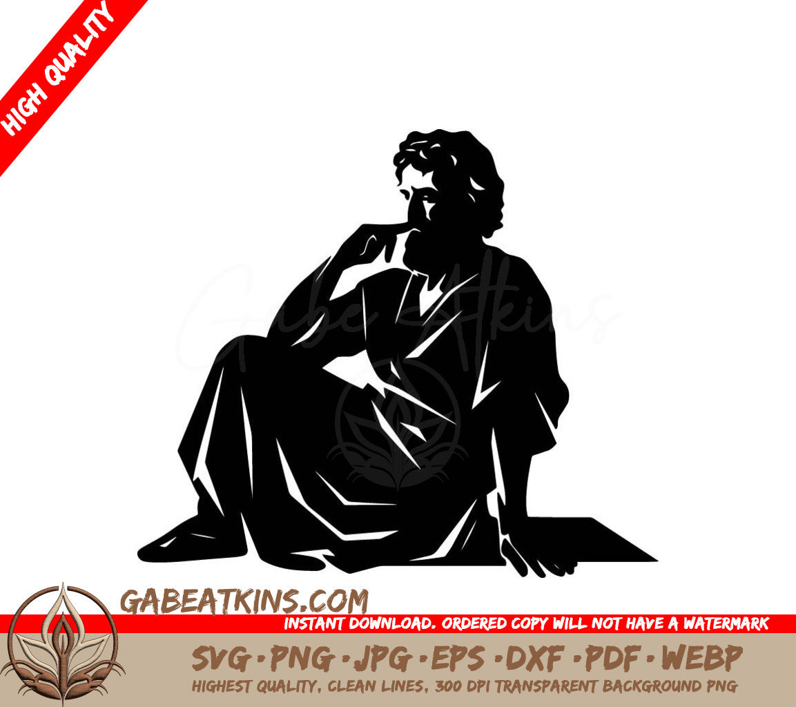 A Man Sitting On The Ground SVG - Sitting Philosopher SVG