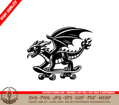 Skateboarding Dragon Digital Design SVG