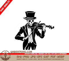 A Skeleton In A Top Hat Is Playing A Violin