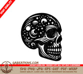 Skull with Moons & Stars SVG - Bone Silhouettes SVG