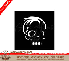 Skull Mohawk SVG - Minimalist Flat Design SVG